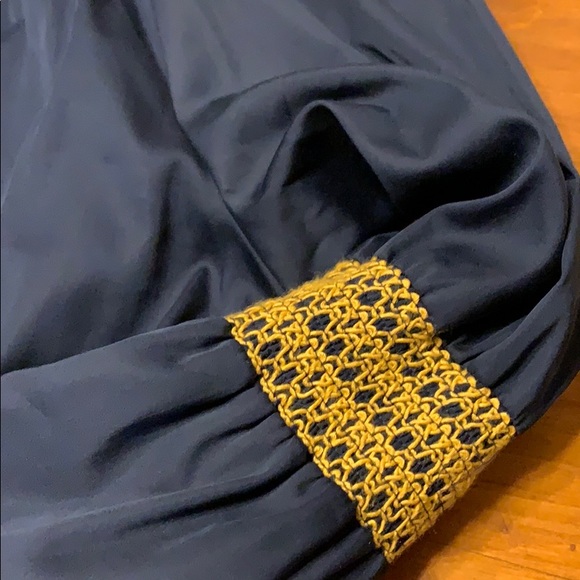 Elizabeth and James Navy Blue Midi Dress with Gold Accents - Picture 6 of 7